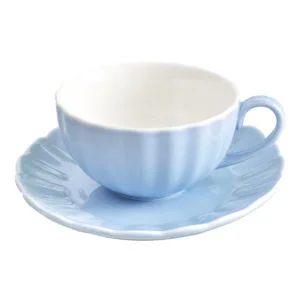英式皇家午茶陶瓷咖啡杯 湖水藍杯碟組
